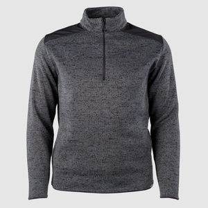 Veste pull quart zip pour hommes en couleur grise contrastée vêtements de sport décontractés pour ou à l'extérieur porter 1/4 veste à manches longues fermeture éclair - Product Image 1