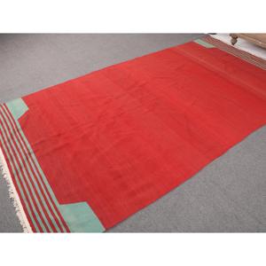พรมตุรกีวินเทจ ขนาด 5.1x9.9 ฟุต (156x302 ซม.) พรมคิลิมสีแดงเขียวลายแบบนามธรรม - Product Image 2