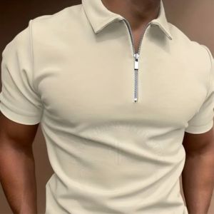 Novedad de verano personalizada, camisetas polo de manga corta con solapa corta hueca para hombre, camisetas polo de algodón y poliéster, precio de fábrica liso - Product Image 1