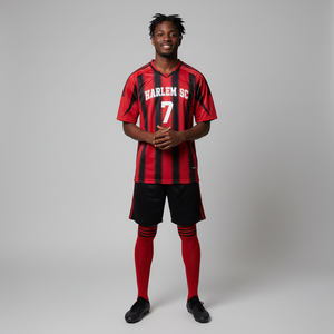 Camiseta de Fútbol Estilo Clásico, Color Personalizado, Logotipo del Equipo, Rayas, Nombre del Jugador Personalizado, 100% Poliéster, Secado Rápido, Transpirable, Cuello en V - Product Image 3