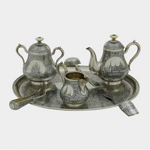 ชุดน้ำชาทองเหลืองชุบเงินชุดของขวัญแต่งงานชุดกาแฟสำหรับใช้ในบ้านโรงแรมขายส่งราคาถูกจากผู้ขายอินเดีย - Product Image 4