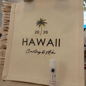 Sac fourre-tout en toile personnalisé avec imprimé palmier pour mariage à destination, sac cadeau tropical personnalisé pour cadeau de demoiselle d'honneur - Product Image 6
