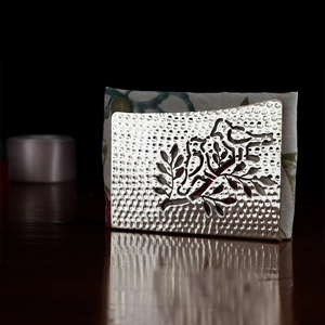 Modern Silver Plated Metal Napkin <b>Holder</b> With Decorative Cutwork & <b>Hammered</b> Texture Tableware Tissue Stand For Dining Decor - Product Image 5