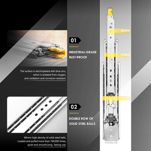 AOLISHENG-deslizadores de cajón de alta resistencia, bloqueo de tres secciones, rodamiento de bolas de extensión completa, corredores de cajón, riel Industrial de carga de 500lb - Product Image 4