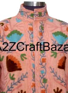 Veste bomber en coton Suzani tricotée à la main pour femmes, hiver, ethnique, bohème, broderie de qualité d'exportation indienne, vente en gros - Product Image 3