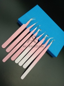 Meilleure vente pince à cils couleur ombrée en acier inoxydable japonais Diamond Grip Fine Pointed Volume Lash Baby Pink Top Seller - Product Image 2