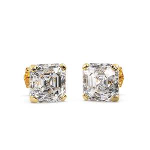 Boucles d'oreilles en diamant taille Asscher de 2,00 carats en or jaune 14 carats (H SI1-SI2) - Product Image 2