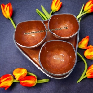 ชามอลูมิเนียมพร้อมถาดสำหรับให้เป็นของขวัญมาใหม่ชามเสิร์ฟผลไม้แห้งสีเคลือบโลหะสไตล์ทันสมัย - Product Image 3