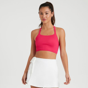 Wholesale <b>Cross</b> Back Yoga Seamless Solid Sports Bra Breathable Fitness Workout Gym <b>Tops</b> Sports Bra for Women - Product Image 3