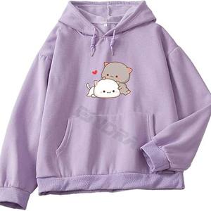 เสื้อสเวตเตอร์ผ้าฝ้ายมีฮู้ดสำหรับผู้หญิง, เสื้อสเวตเชิ้ตลำลองโอเวอร์ไซส์ลายกราฟิกเกาหลีผ้านุ่มสบายดีไซน์น่ารักใส่ได้หลายโอกาสอินเทรนด์ - Product Image 1