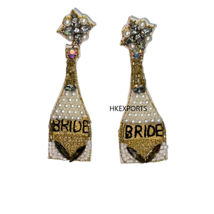 Elegant Pearls & <b>Crystals</b> Beaded Gold Plated Bridal <b>Fashion</b> Hoop Earrings Handcrafted for Wedding Day Glamour - Product Image 3
