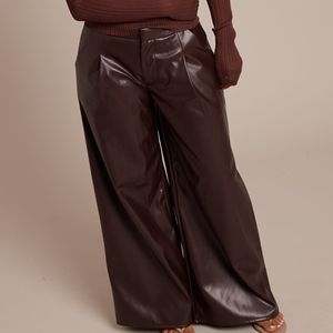 Pantalones de Cuero de Cintura Alta para Mujer, Estilo Casual, con Botones, Transpirables, de Satén, a la Moda, de Alta Calidad y Personalizables - Product Image 4