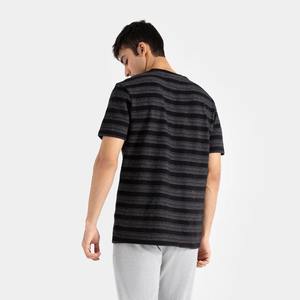 Camiseta de manga corta con estampado de rayas de algodón puro 100% para todas las estaciones para hombre, Camisetas básicas informales de gran tamaño con cuello redondo - Product Image 3