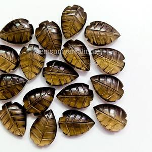 หินอัญมณีแกะสลักรูปใบควอตซ์สโมควอทซ์ธรรมชาติมีเสน่ห์สำหรับทำเครื่องประดับแกะสลักใบเรียบ - Product Image 4