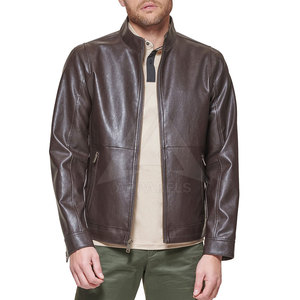 Chaqueta de motorista vintage personalizada para hombre, traje de otoño con cuello levantado y tela de lona, estilo informal - Product Image 1