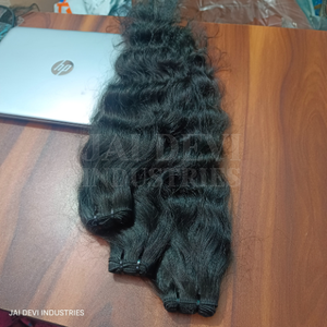 Prolongements droits de cheveux humains de vague profonde lâche de double trame de machine en vrac indienne naturelle vierge non traités - Product Image 4