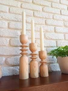 Juego de portavelas de pilar de madera de alta calidad, portavelas de madera hecho a mano para decoración del hogar y parte de cocina y Decoración de mesa - Product Image 2