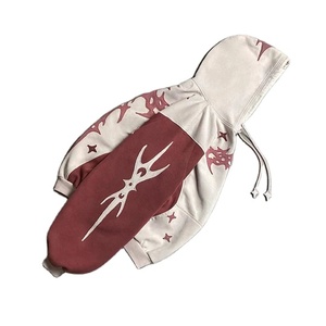 Acid Wash Applique Broderie À Capuche Hommes Surdimensionné Goutte D'épaule Pull 450gsm Coton Français Terry Distressed Style - Product Image 3