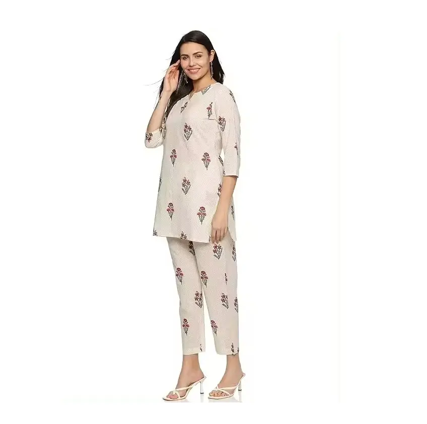 Kurti estampado de algodón de calidad superior con Pent Set Vestido de oficina para mujer Disponible a granel desde la India