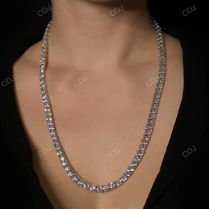 Stock de EE. UU. Envío rápido 6mm 22 pulgadas Moissanite Diamond Tennis Collar Sólido 925 Plata Iced Out Moissanite Hip Hop Cadena de tenis - Product Image 1