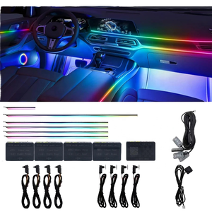 Bande de fibres optiques acryliques universelles RGB de 14 à 18 pouces pour éclairage d'ambiance, accessoire intérieur de voiture, contrôle par application, 64 couleurs, modèle F6 12V - Product Image 4