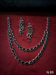 ENSEMBLE DE COLLIER DE MARIÉE EN DIAMANT AMÉRICAIN ET BOUCLES D'OREILLES CLASSIQUES ET DE HAUTE QUALITÉ ENSEMBLE DE BIJOUX DE MARIAGE POUR FEMMES DE STYLE CLASSIQUE - Product Image 4