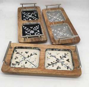 Elegant Luxury Wooden & Mother of Pearl Inlay Decorative <b>Serving</b> Trays <b>Bowl</b> Handmade Feature for Party Chocolates <b>Serving</b> - Product Image 4