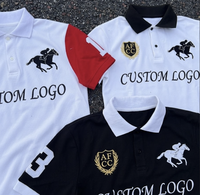 Chemise polo pour homme avec logo brodé personnalisé, badge équestre, coton piqué, manches courtes, couleur contrastée, polo de golf, t-shirt