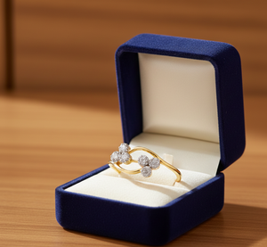 Unique Double Floral Cluster <b>Statement</b> <b>Ring</b> in Gold for Romantic Bridal Engagement Jewelry Gift - Product Image 4