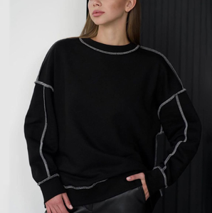 2025 Women's Oversized Mock Neck Sweatshirt For Women Custom Logo New Design Pullover for Winter - Product Image 3