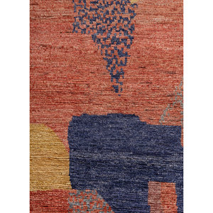 Tapis en laine noués à la main Blythe, motif abstrait rouge et orange, grande surface 9x12 pour entrée de maison, style Kilim - Re-1616 - Product Image 3