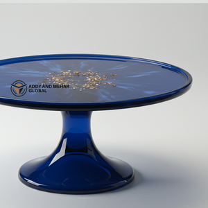 Support à gâteau rond en résine bleue contemporaine, écologique, fait à la main, pour les fêtes et les réceptions - Product Image 5