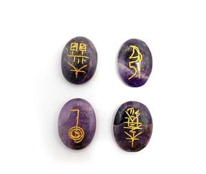 Ensemble d'améthyste ovale de guérison Usui Reiki Crystal Therapy Chakra Balancing Spiritual Meditation USA Made Semi-Precious Gemstone Craft - Product Image 1