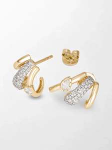 Pendientes de Diamantes Cultivados en Laboratorio con Forma de Lágrima, 1.31 Ct, Color GH, Claridad VS, 95 Piedras, Oro Amarillo de 14K, Destellos Delicados - Product Image 3