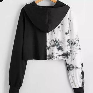 Sweat à capuche haut court rayé de haute qualité pour femmes pull à fermeture éclair tenue décontracté sweat à capuche court sweat - Product Image 3