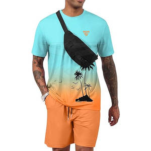 Nuevo diseño Mejor estilo Hombres Durable Transpirable Sólido Alta calidad Conjunto de camiseta personalizada de dos piezas - Product Image 6