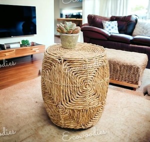 เก้าอี้ตกแต่งสำหรับห้องนั่งเล่นของตกแต่งบ้านเบาะรองนั่งแบบหวายทรงกลมแบบออตโตมันให้ความอบอุ่นและสบายสำหรับห้องนอนคอนโซลฝังกระดูก - Product Image 2