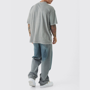 เสื้อยืดสตรีทแวร์ของผู้ชายผ้าถัก100% ใยไผ่ผ้าถักสไตล์ใหม่ผ้าคอตตอนดีไซน์ว่างเปล่าพิมพ์ดิจิตอลแบบกำหนดเอง - Product Image 2