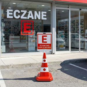 Ultra Cat Eyes Weighted Traffic Cone <b>Double</b> Sided Printing No Parking in Front of Pharmacy Sign Traffic Warning Product - Product Image 2