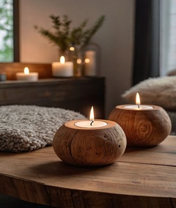 Support de bougie en bois massif pour la décoration de la maison - Product Image 5