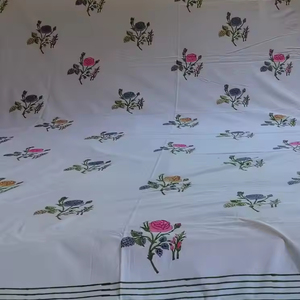 Draps de lit double King & Queen Size |   Housse de lit classique pour la maison, motif imprimé à la main, 300 fils, résistante à l'eau, pur coton - Product Image 1