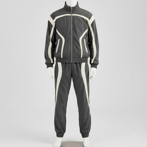 Usine Coutures Personnalisées Hiver Imprimé Coton Coupe-Vent Veste Baggy Pantalon 2 Pièces Ensemble Patchwork Design Survêtements Sweat - Product Image 6