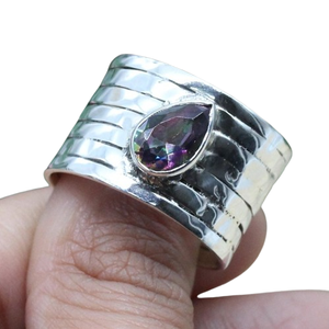 แหวนสปินเนอร์เงินสเตอร์ลิงทำด้วยมือพลอยเทียม925ชุบโรเดียมทำด้วยมือเครื่องประดับตามธรรมชาติ - Product Image 1