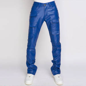Pantalones de cuero informales de calidad superior para hombre Estilo de patrón recto económico - Product Image 1