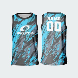 Maillot de basket-ball unisexe sans manches pour l'été avec nom d'équipe personnalisé, faible MOQ, respirant et imprimé pour hommes - Product Image 5
