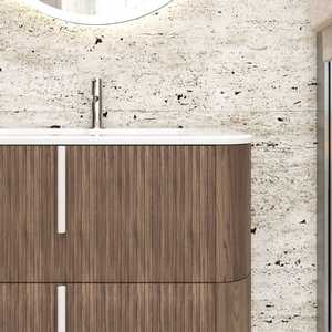 Mueble de Baño Colgante de Pared Havana de 100 cm con Frente Acanalado, 100% Producto de Tabaco - Product Image 3