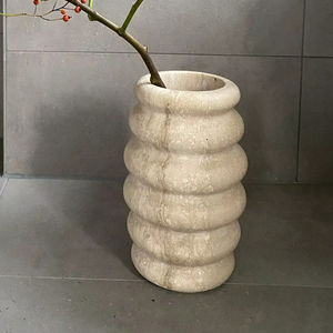 แจกันหินทราเวอร์ทีนลายริ้ว ดีไซน์ทันสมัย งานฝีมือประณีต ทนทาน ตกแต่งบ้านอย่างมีสไตล์ - Product Image 2