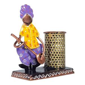 Soporte de pluma de madera duradero ligero púrpura y amarillo vintage con forma cuadrada para uso en la oficina o el hogar - Product Image 2