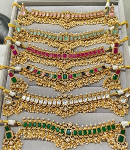 ชุดสร้อยคอโชกเกอร์สวยดีไซเนอร์พร้อมต่างหูหินคุณภาพสูงในชุดปาร์ตี้ขัดทองและทองคำขาว - Product Image 4