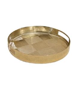 Premium Vintage Modern Luxury Fancy Modern Hot Sale Bandeja de servicio de forma redonda Acabado dorado para decoración del hogar y uso en la cocina - Product Image 1